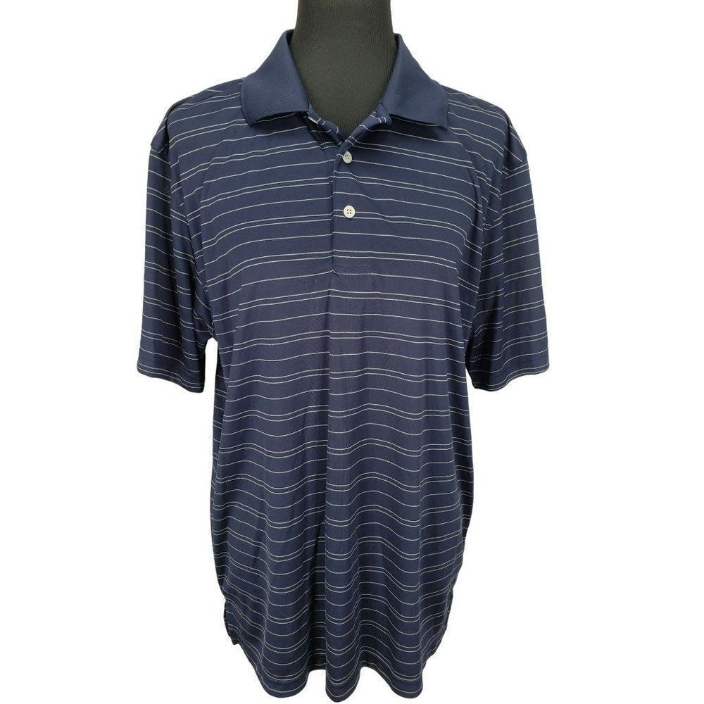 PGA Tour Men's Black White Striped Size Large Polo‎ Style Shirt